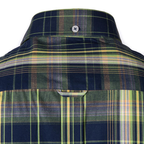 Adaptor Clothing Windowpane Short Sleeve Plaid Check Shirt Navy Thumbnail 4