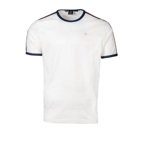 Merc London Contrast Shoulder Stripe T Shirt Off White