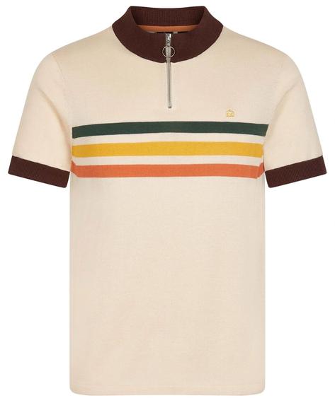 Merc London Chest Stripe Fine Knit Cycling Top Off White Thumbnail 1