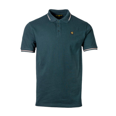 Terrace Cult Premium Pique Tipped Polo Shirt Forest Green Thumbnail 1