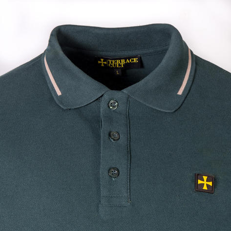 Terrace Cult Premium Pique Tipped Polo Shirt Forest Green Thumbnail 2