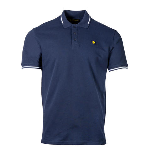 Terrace Cult Premium Pique Tipped Polo Shirt Navy Blue Thumbnail 1