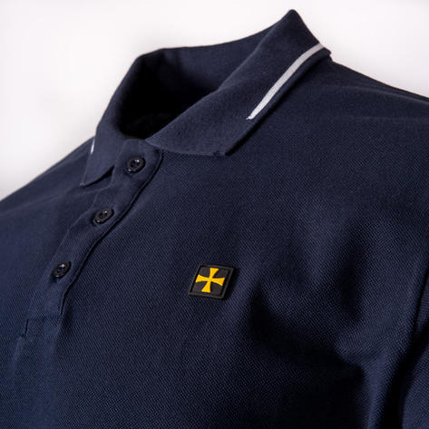 Terrace Cult Premium Pique Tipped Polo Shirt Navy Blue Thumbnail 3