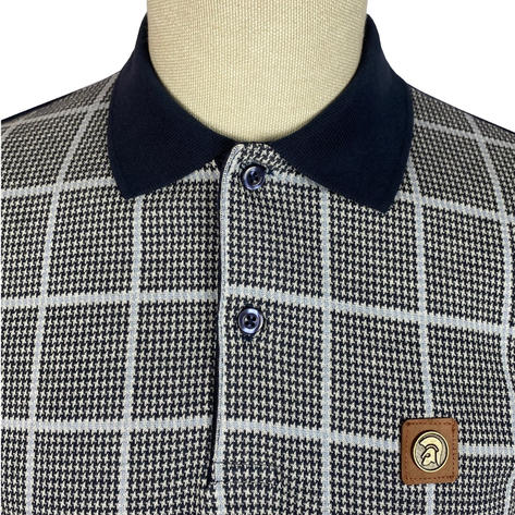 Trojan Records Dogtooth Overcheck Polo Navy Thumbnail 3