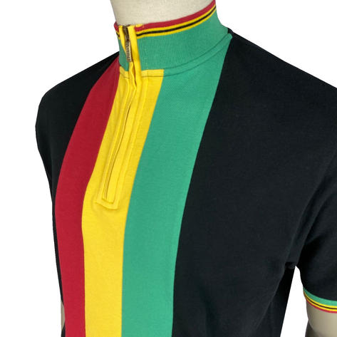 Trojan Records Funnel Zip Neck Cycling Top Rasta Thumbnail 2