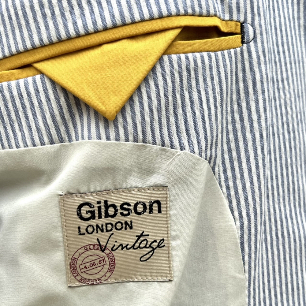 Gibson London 3 Button Seersucker Stripe Jacket Blue | Adaptor Clothing