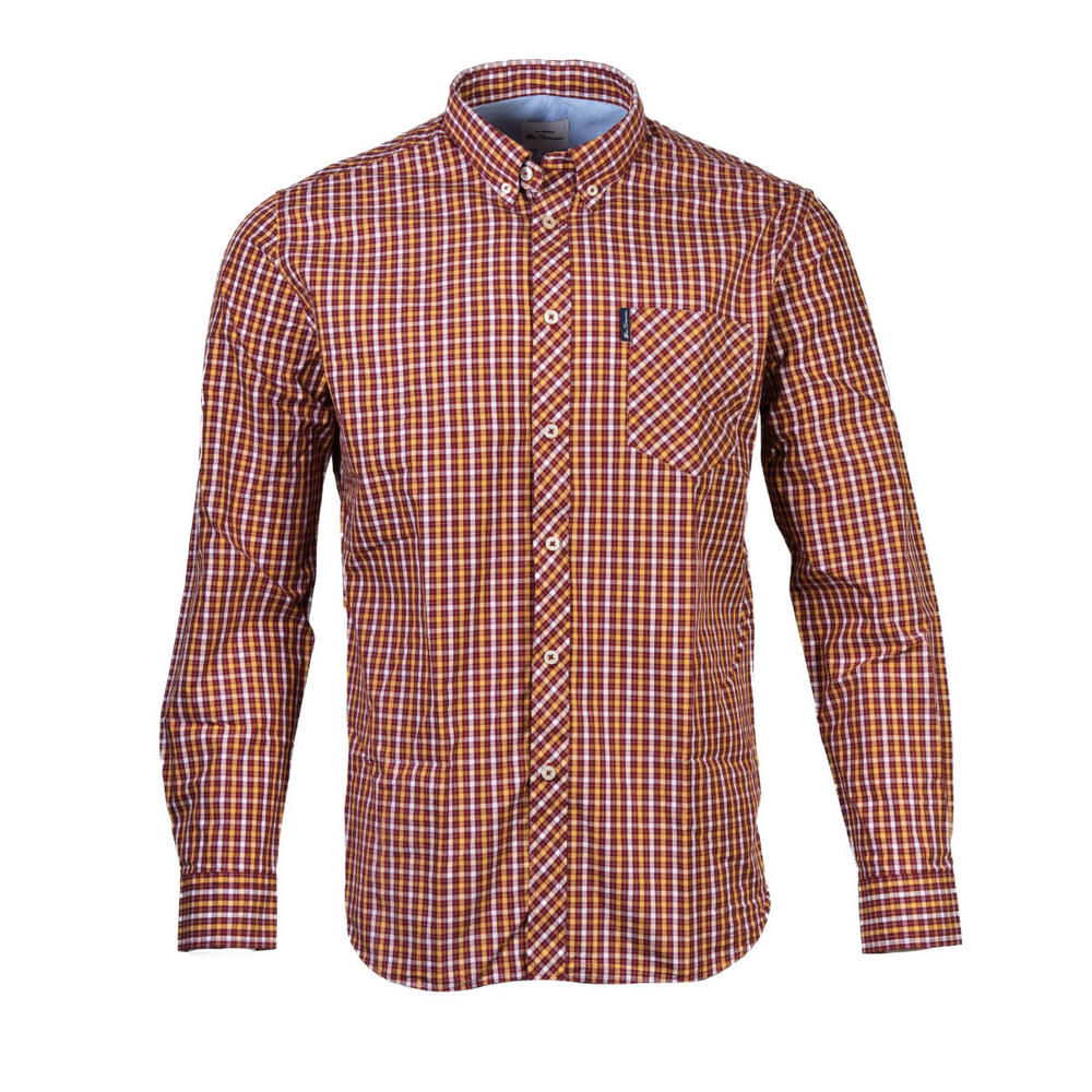 Ben Sherman Long Sleeve House Check Shirt Claret / Gold