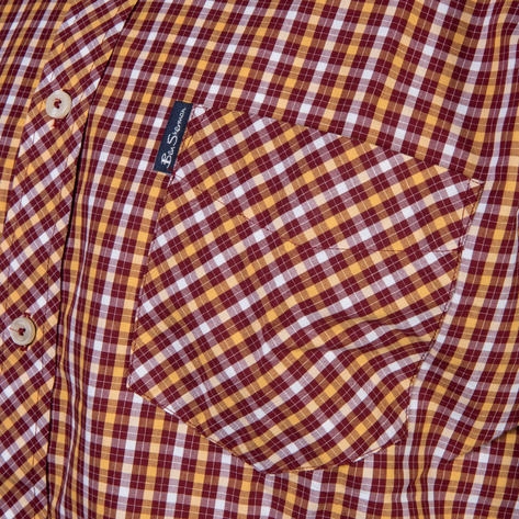 Ben Sherman Long Sleeve House Check Shirt Claret / Gold Thumbnail 4