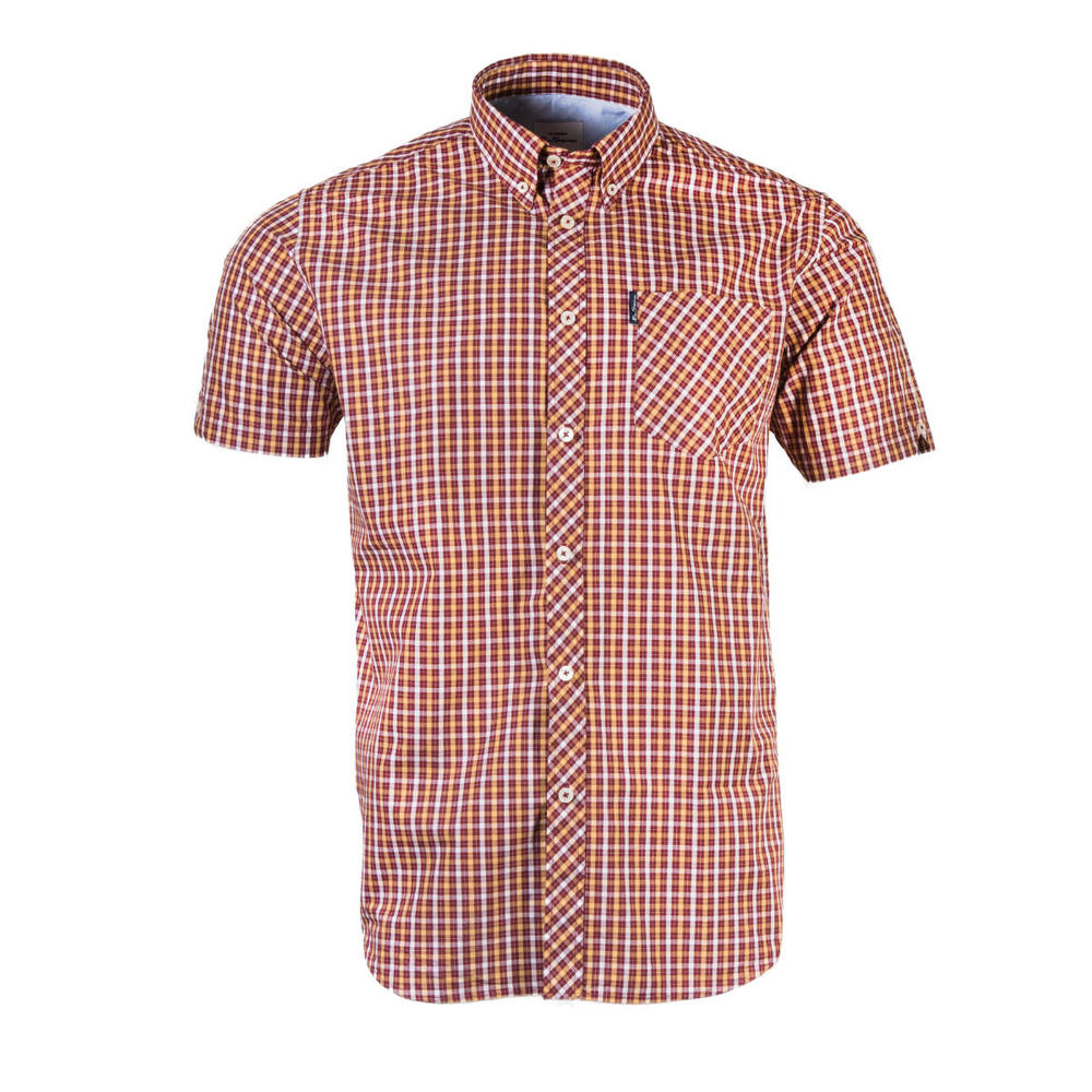 Ben Sherman Short Sleeve House Check Shirt Claret / Gold