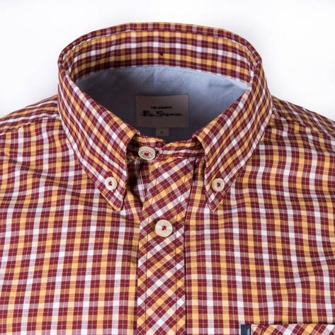 Ben Sherman Short Sleeve House Check Shirt Claret / Gold Thumbnail 2