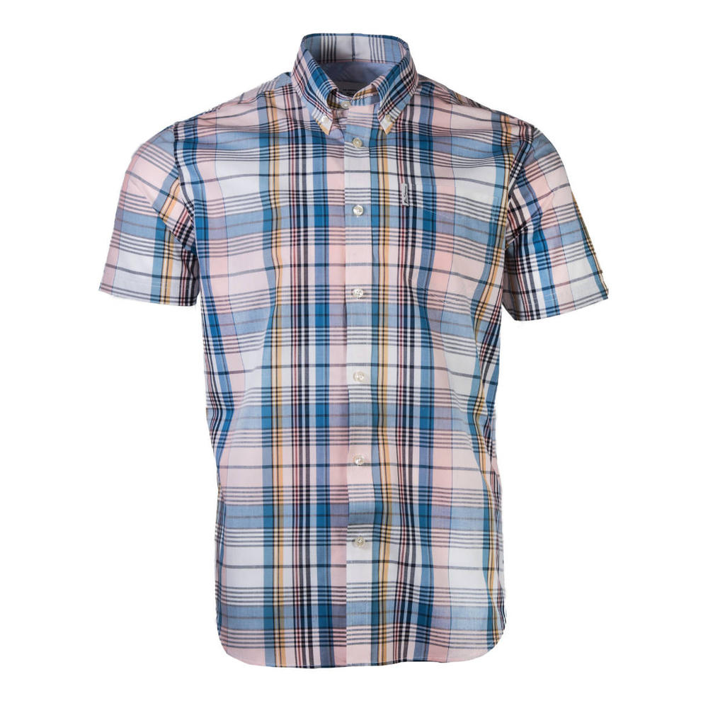 Ben Sherman Short Sleeve Madras Check Shirt Blue / Pink