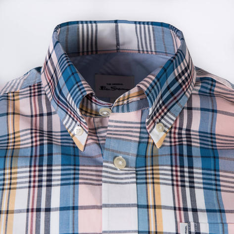 Ben Sherman Short Sleeve Madras Check Shirt Blue / Pink Thumbnail 2