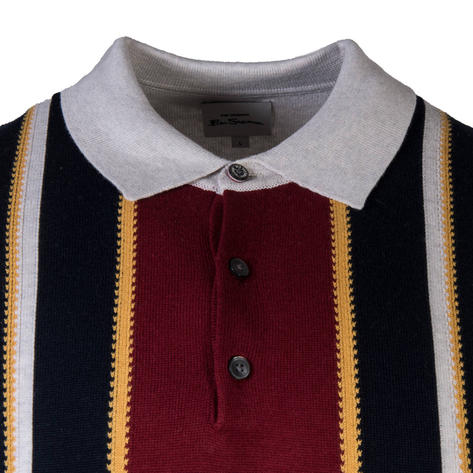 Ben Sherman Multi Stripe Knit 3 Button Polo Ivory Thumbnail 2