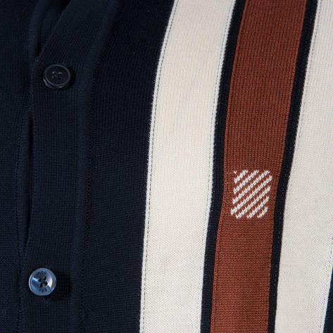 Ben Sherman Button Through Stripe Fine Knit Cardigan Navy Thumbnail 3