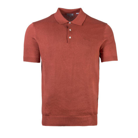 Ben Sherman Plain Fine Gauge Knit 3 Button Polo Brick