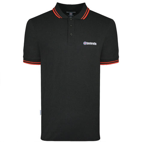 Lambretta Target Logo 3 Button Twin-Tipped Pique Polo Shirt Black / Red Thumbnail 1