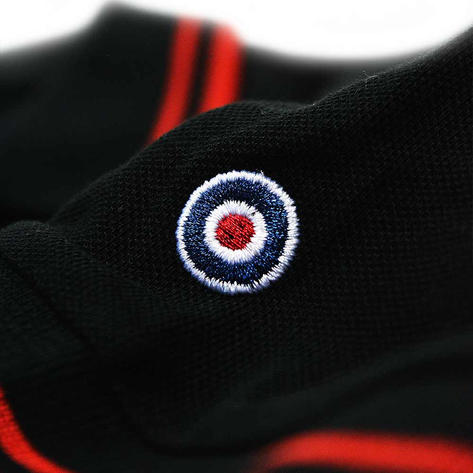 Lambretta Target Logo 3 Button Twin-Tipped Pique Polo Shirt Black / Red Thumbnail 5