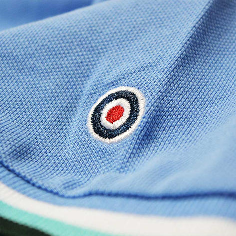 Lambretta Target Logo 3 Button Tri-Tipped Pique Polo Shirt Sky Blue Thumbnail 5