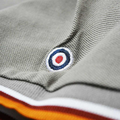 Lambretta Target Logo 3 Button Tri-Tipped Pique Polo Shirt Frost Grey Thumbnail 4