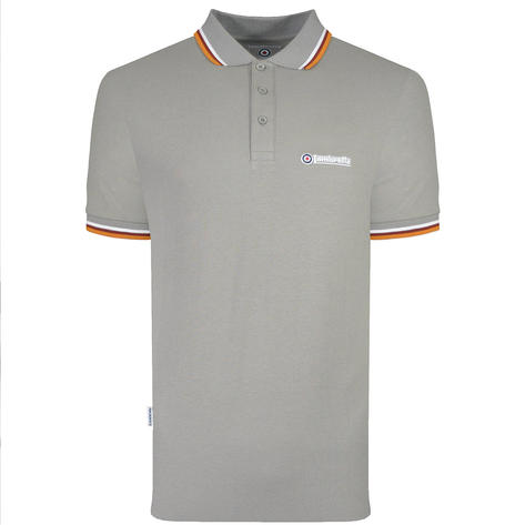 Lambretta Target Logo 3 Button Tri-Tipped Pique Polo Shirt Frost Grey