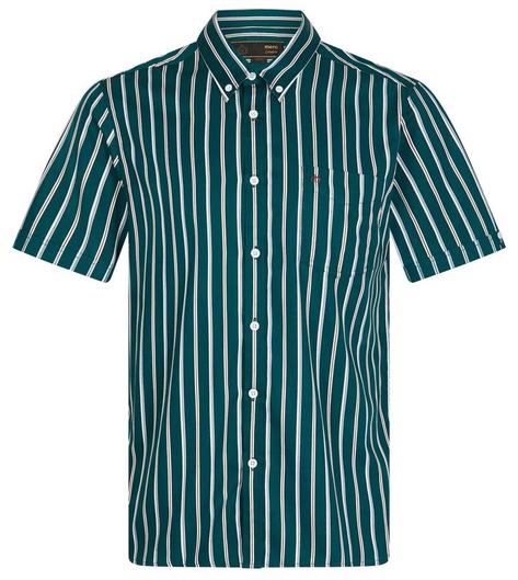 Merc London Luxury Stripe Short Sleeve Shirt Dark Green