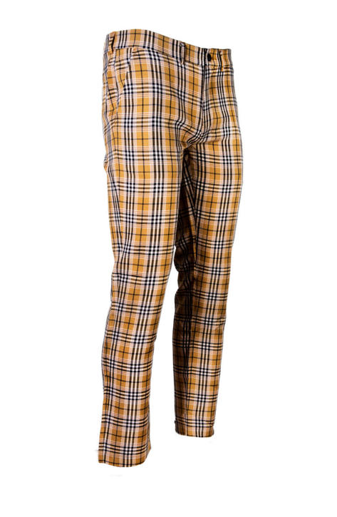 Gabicci Vintage Big Plaid Check Trousers Fawn Thumbnail 3