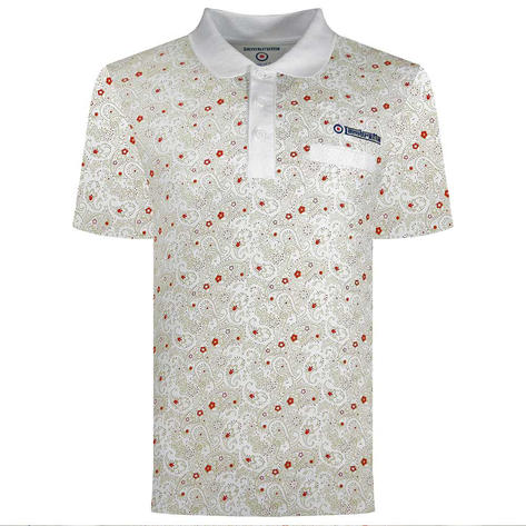 Lambretta Paisley Print Pocket Polo Shirt White Thumbnail 1