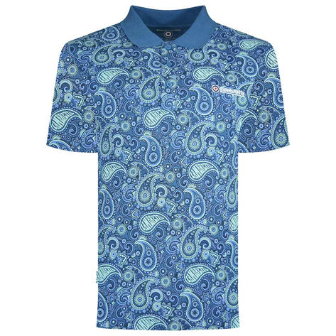 Lambretta Paisley Brand Polo Shirt Blue Thumbnail 1