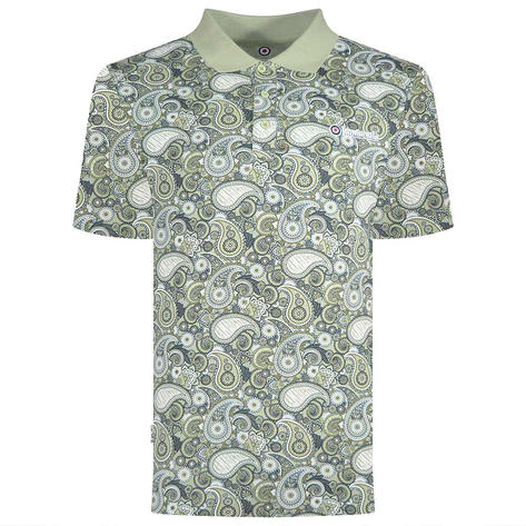 Lambretta Paisley Brand Polo Shirt Light Sage