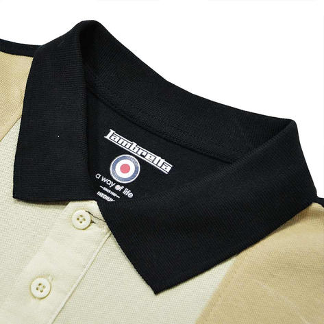 Lambretta Block Stripe Panel Pique Polo Shirt Black Thumbnail 2