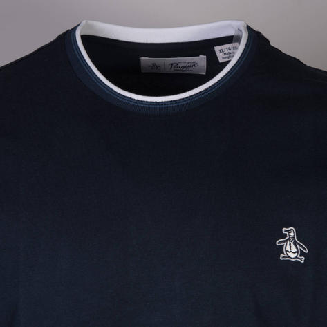 Original Penguin Contrast Tipped T Shirt Navy Blue Thumbnail 2