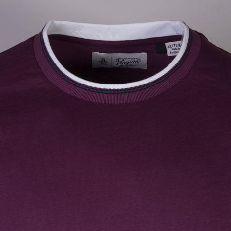 Original Penguin Contrast Tipped T Shirt Plum Thumbnail 2