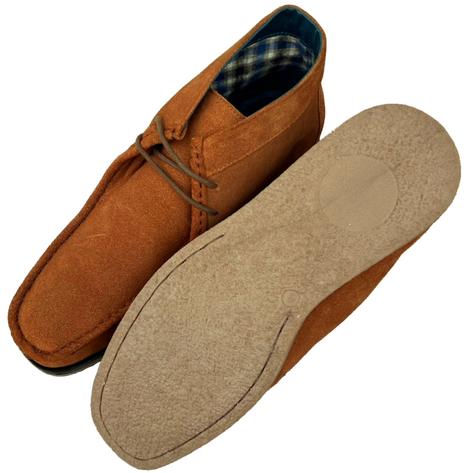 Roamers Mod Suede 2 Hole Rubber Sole Wallabee Boot Tan Thumbnail 2