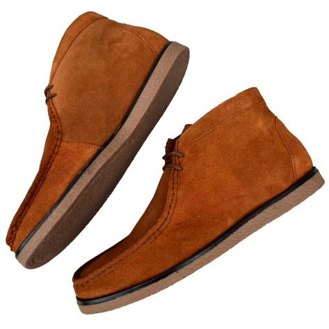 Roamers Mod Suede 2 Hole Rubber Sole Wallabee Boot Tan Thumbnail 3