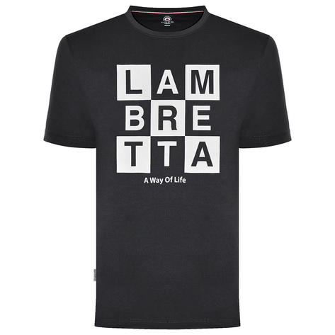 Lambretta Letters 2Tone Checkerboard T-Shirt Black