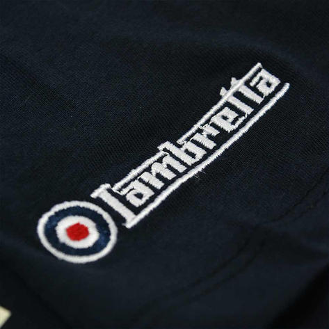 Lambretta Logo Panel Contrast Sleeve T-Shirt Blue Moon Thumbnail 3