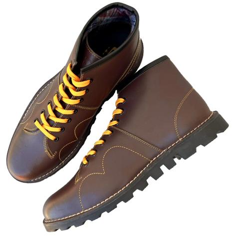 Grafters Retro Treaded Sole Leather Monkey Boots Wine Thumbnail 2