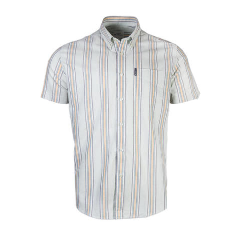 Ben Sherman Short Sleeve  Multi Stripe Oxford Shirt Mint