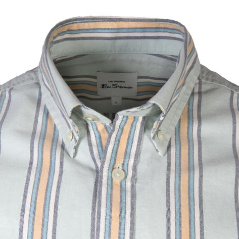 Ben Sherman Short Sleeve  Multi Stripe Oxford Shirt Mint Thumbnail 2