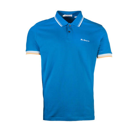 Ben Sherman Tipped Pique Polo Shirt Bright Blue Thumbnail 2