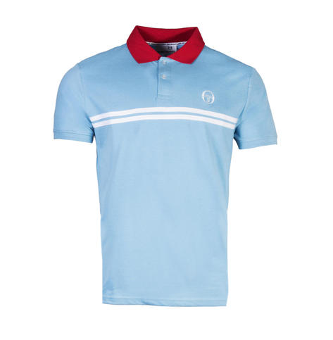 Sergio Tacchini Supermac Polo Shirt Sky Blue White Red Thumbnail 1