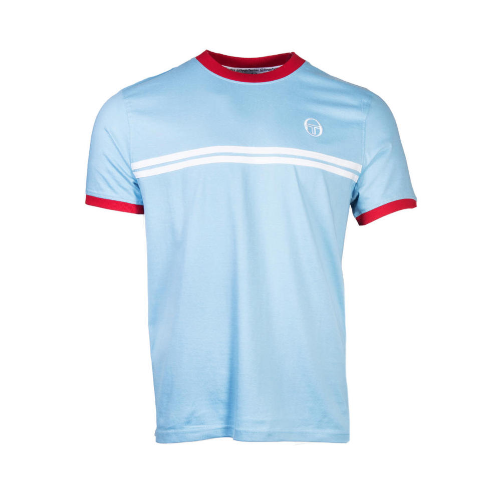 Sergio Tacchini Supermac T Shirt Sky Blue White Red