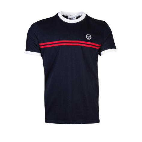 Sergio Tacchini Supermac T Shirt Navy Blue White Red