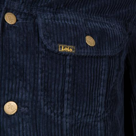 Lois Jumbo Cord Retro Corduroy Trucker Jacket Navy Thumbnail 3