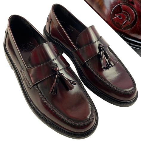 Delicious Junction x Trojan Branded DUKE Tassel Loafers Shoe Oxblood Thumbnail 1