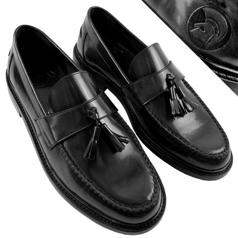 Delicious Junction x Trojan Branded DUKE Tassel Loafers Shoe Black