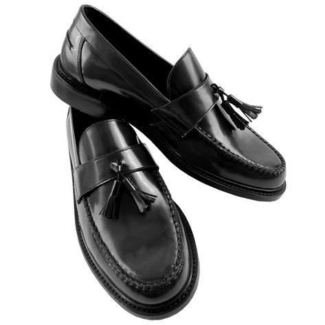 Delicious Junction x Trojan Branded DUKE Tassel Loafers Shoe Black Thumbnail 2