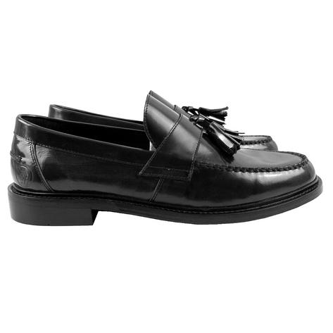 Delicious Junction x Trojan Branded DUKE Tassel Loafers Shoe Black Thumbnail 6