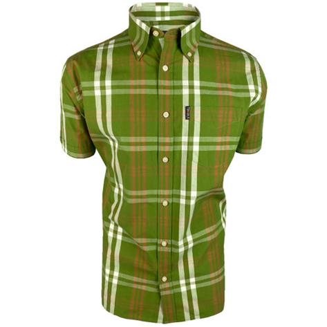 Trojan Records Windowpane Check Shirt With Pocket Square Green