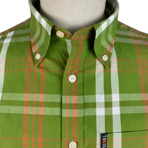 Trojan Records Windowpane Check Shirt With Pocket Square Green Thumbnail 2